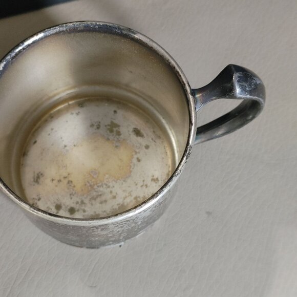 Rockford EPNS 526 1847 Roger Bros Monogram E Silver Soldered Nursery Cup Vintage - Picture 8 of 12